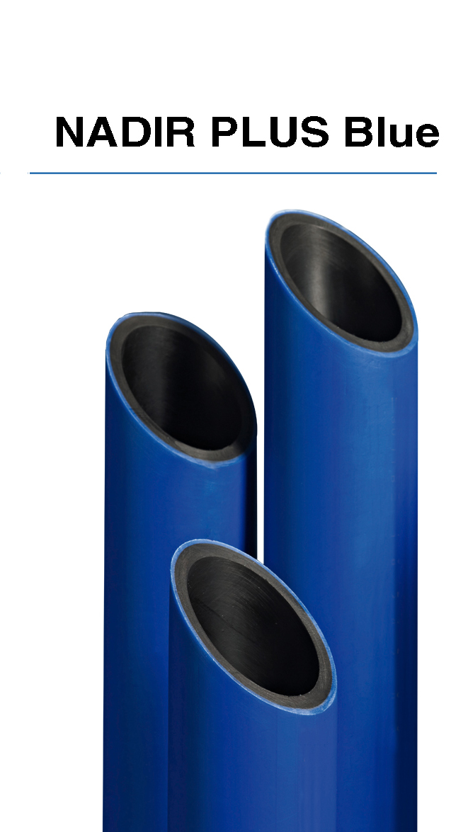 Gama de tuberias de polietileno de alta densidad PE100 NADIR PLUS BLUE